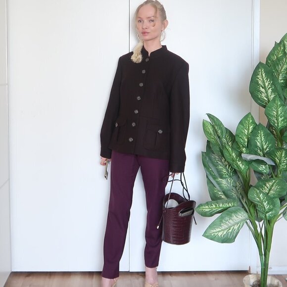 Elements G Brown Wool Stand Collar Coat / Jacket - Picture 4 of 11